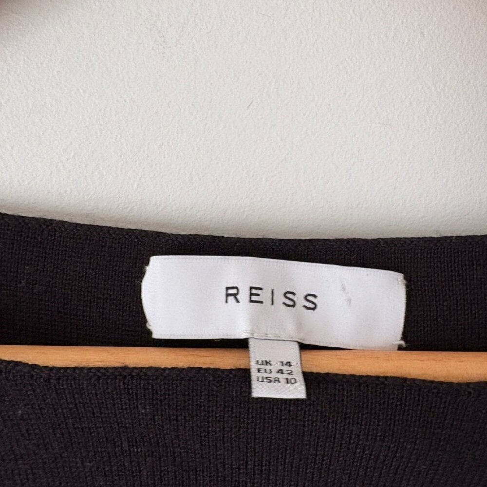 Reiss Audrey Cut Away Knit Long Sleeve Dress Black Size 10 - Picture 6 of 7